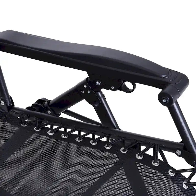 Chaise longue à bascule pliable Zéro Gravité avec porte-gobelet – Noir
