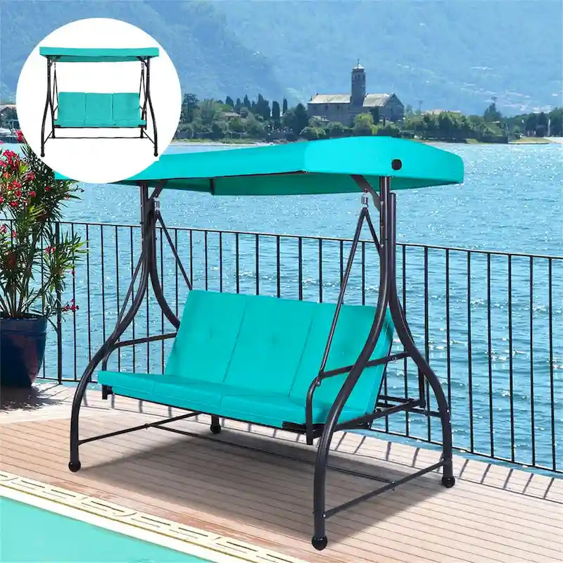 Balançoire de patio à 3 places avec auvent, hamac, balancelle de porche