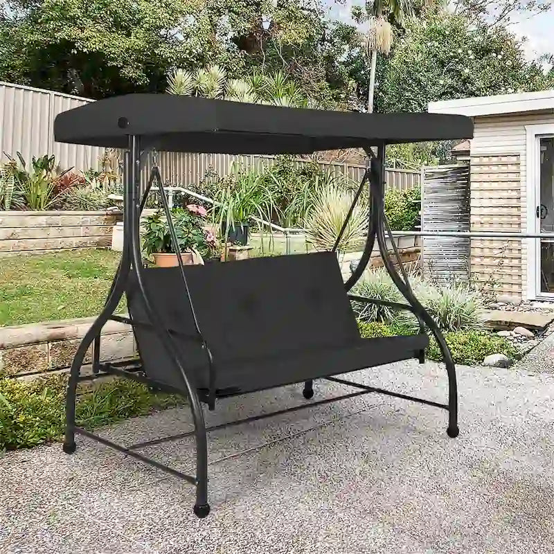 Balançoire de patio à 3 places avec auvent, hamac, balancelle de porche
