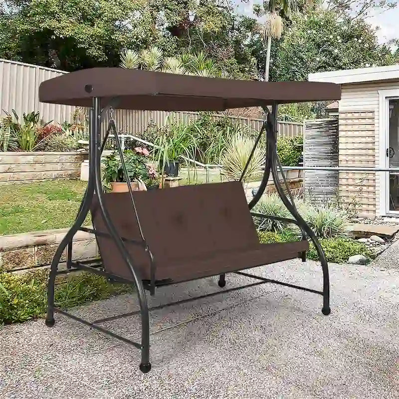 Balançoire de patio à 3 places avec auvent, hamac, balancelle de porche