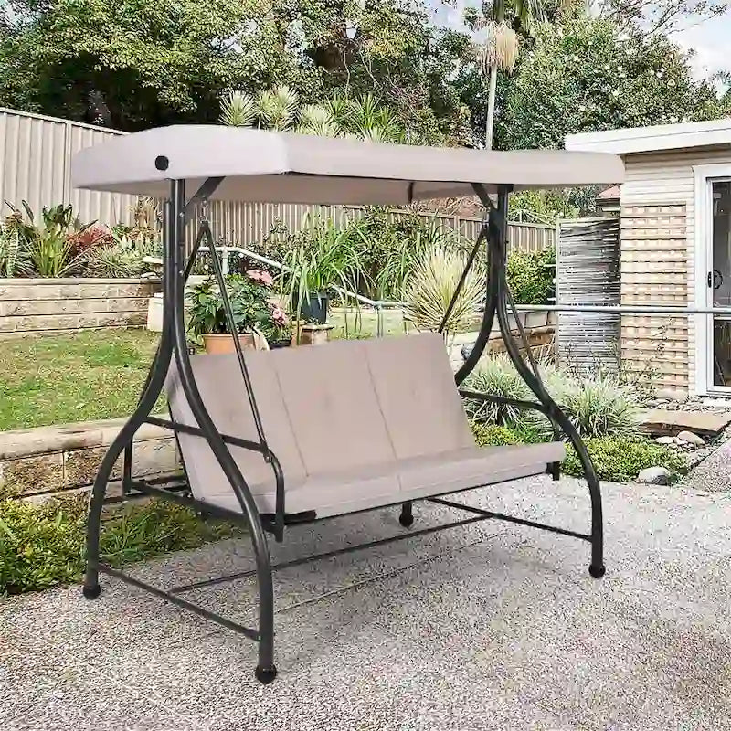 Balançoire de patio à 3 places avec auvent, hamac, balancelle de porche