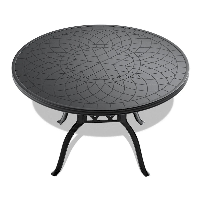 Table de jardin ronde en fonte d'aluminium de 47,24 pouces