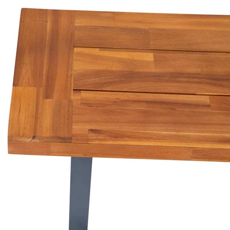 Banc à lattes en bois d'acacia massif avec pieds en bois pour l'intérieur et l'extérieur