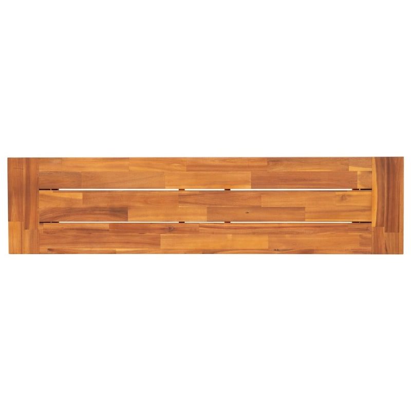 Banc à lattes en bois d'acacia massif avec pieds en bois pour l'intérieur et l'extérieur