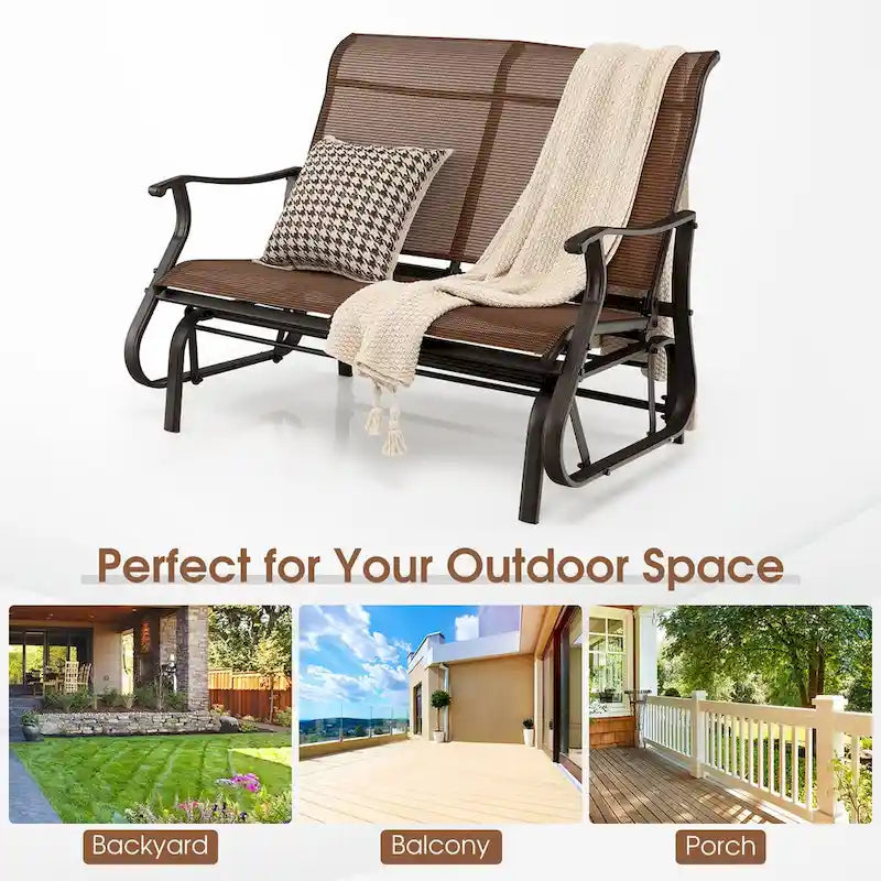 Banc balançoire de patio 2 places Causeuse fauteuil à bascule haut