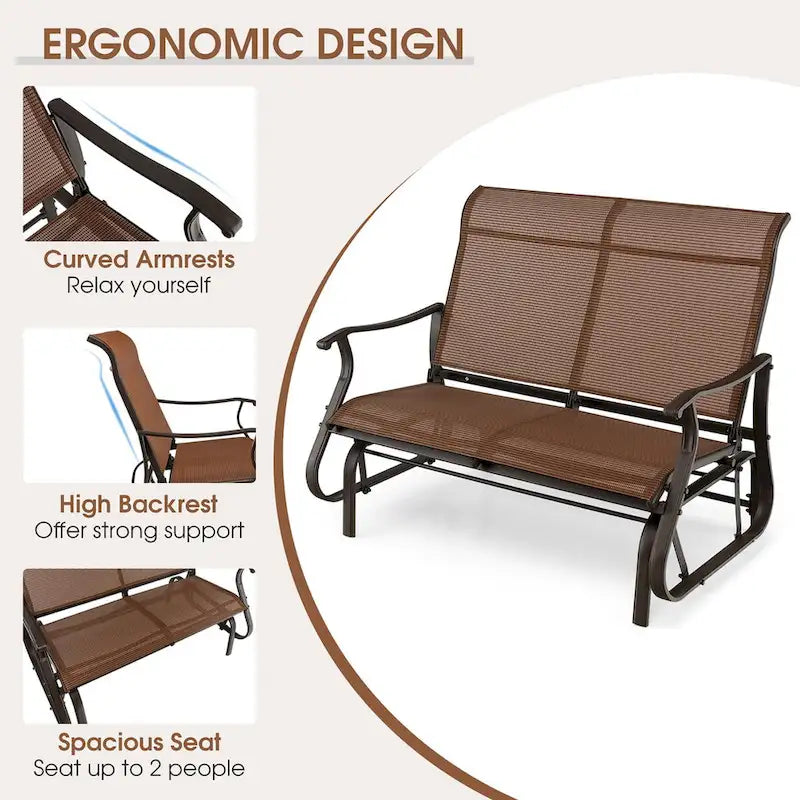 Banc balançoire de patio 2 places Causeuse fauteuil à bascule haut