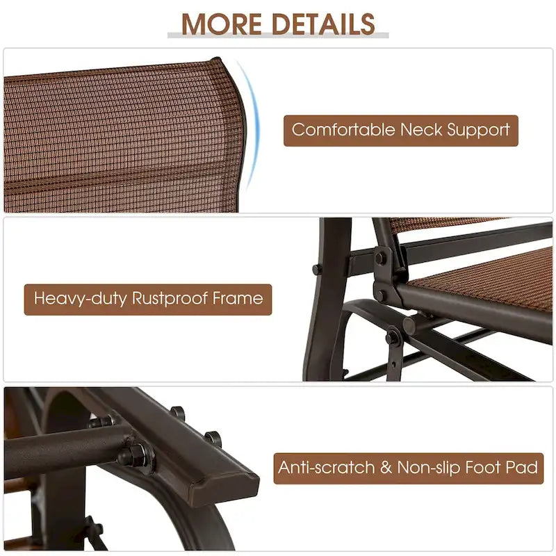 Banc balançoire de patio 2 places Causeuse fauteuil à bascule haut