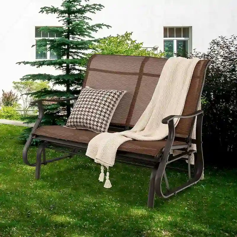Banc balançoire de patio 2 places Causeuse fauteuil à bascule haut