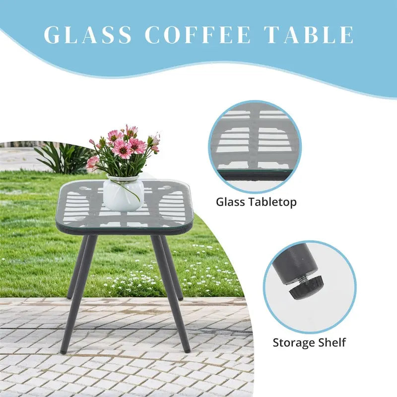 Table et chaises de patio en rotin pour balcon, pelouse, jardin