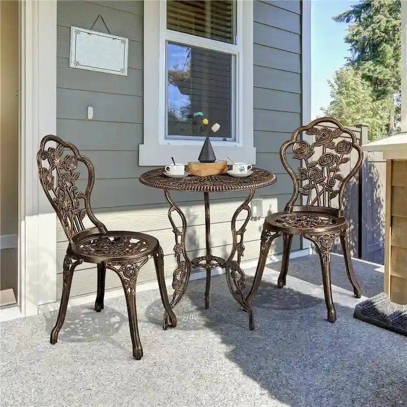 Yaheetech 3pecs Aluminum Patio Bistro Sets with Antique Copper Finish