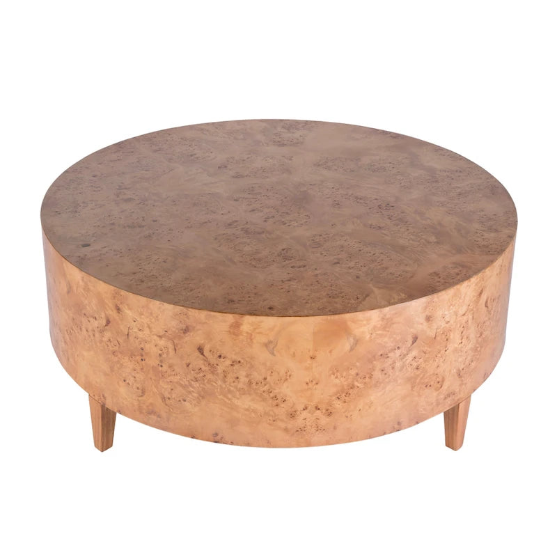 Table basse ronde en loupe de bois