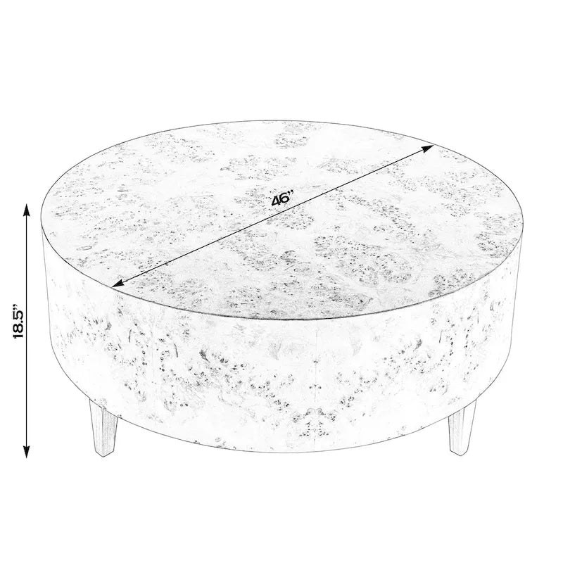 Table basse ronde en loupe de bois