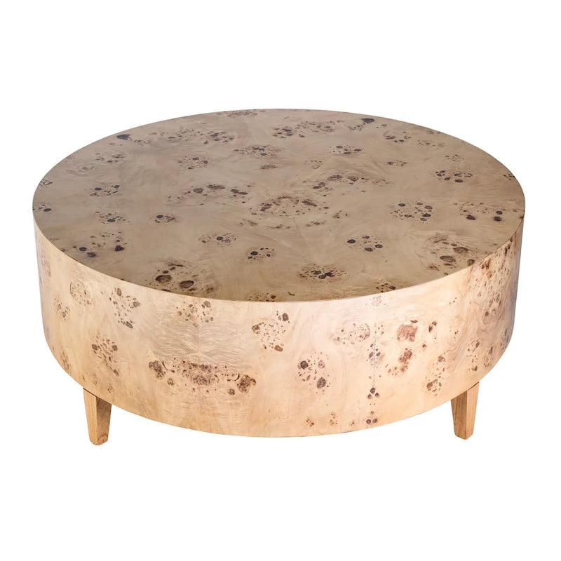 Table basse ronde en loupe de bois