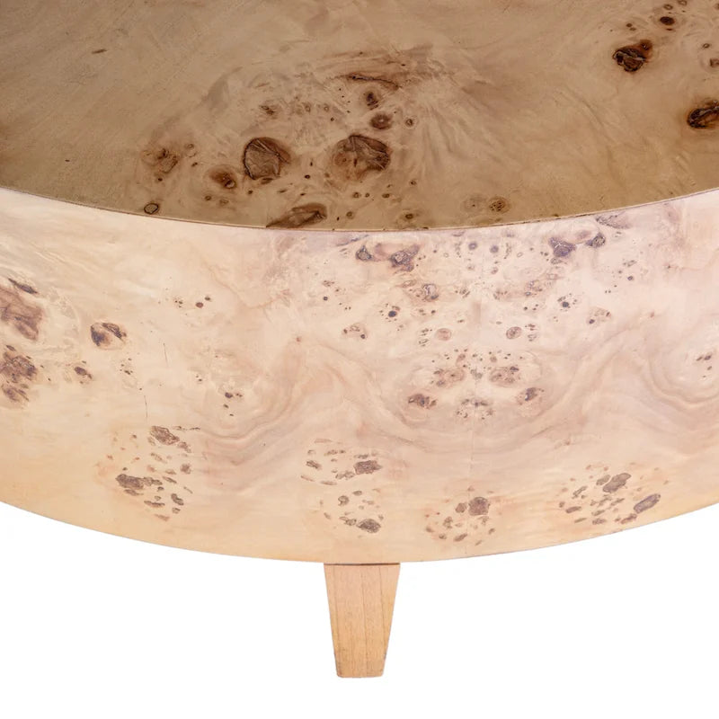 Table basse ronde en loupe de bois