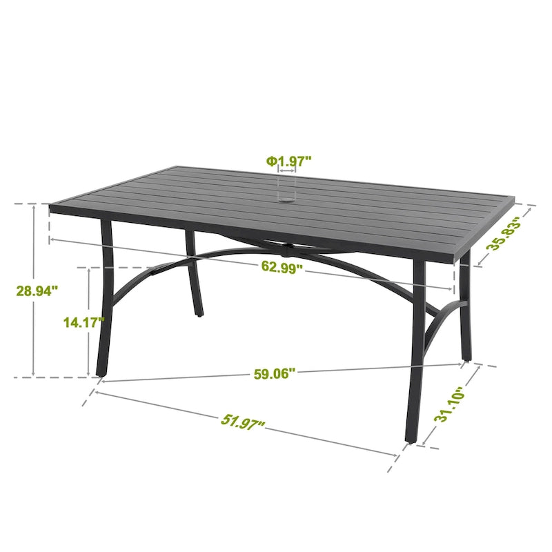 Table à manger de jardin en aluminium pour terrasse