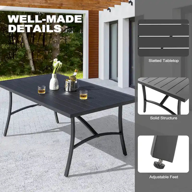 Table à manger de jardin en aluminium pour terrasse
