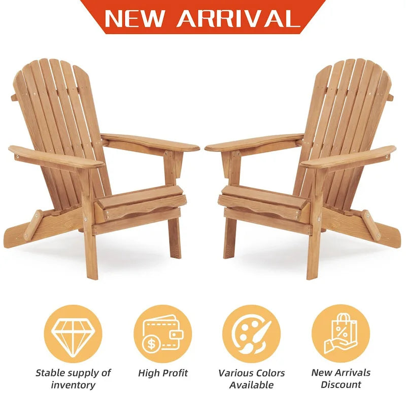 Chaise Adirondack pliante en bois d'extérieur