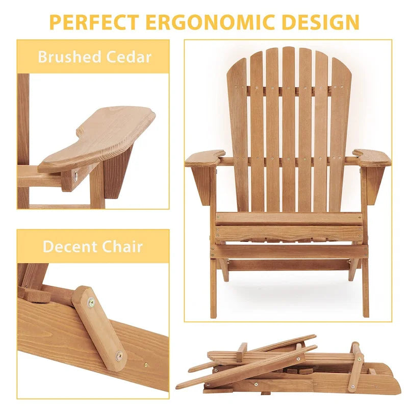 Chaise Adirondack pliante en bois d'extérieur