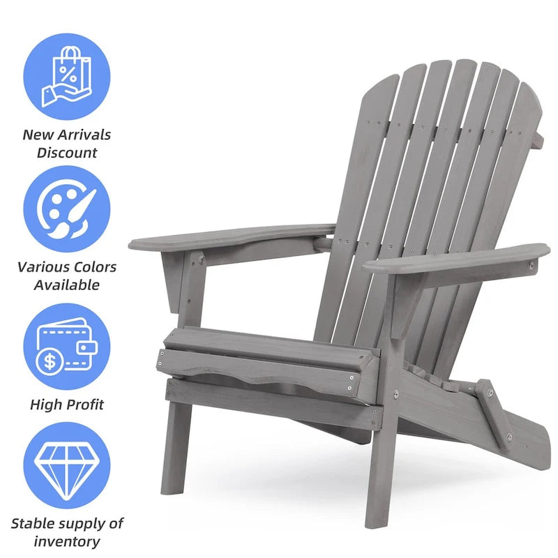 Chaise Adirondack pliante en bois d'extérieur