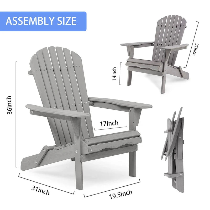 Chaise Adirondack pliante en bois d'extérieur