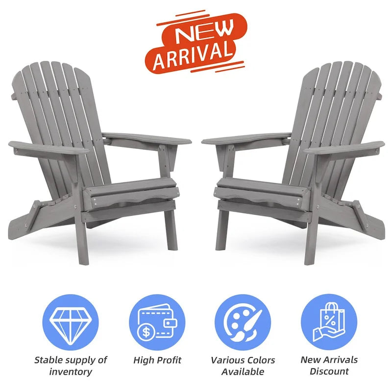 Chaise Adirondack pliante en bois d'extérieur