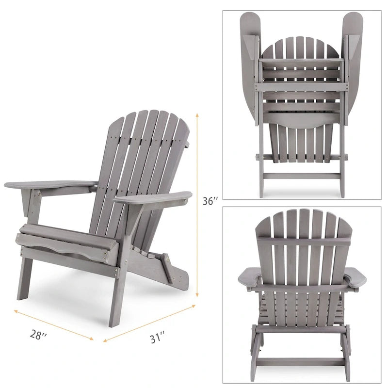 Chaise Adirondack pliante en bois d'extérieur