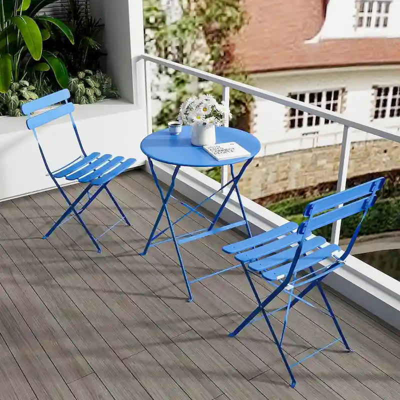 Chaise et table de balcon bistro en métal pour terrasse