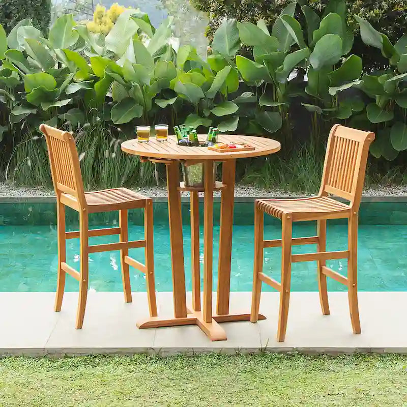 Chaise de bistrot de patio en bois de teck hauteur bar