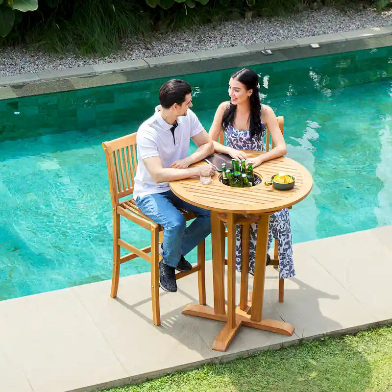 Chaise de bistrot de patio en bois de teck hauteur bar