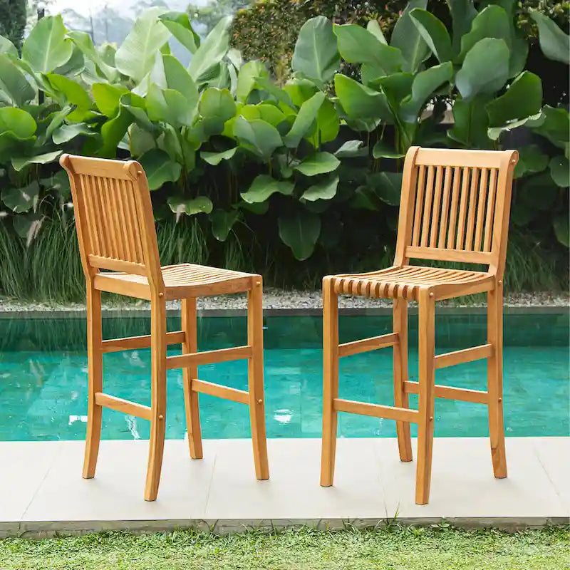 Chaise de bistrot de patio en bois de teck hauteur bar