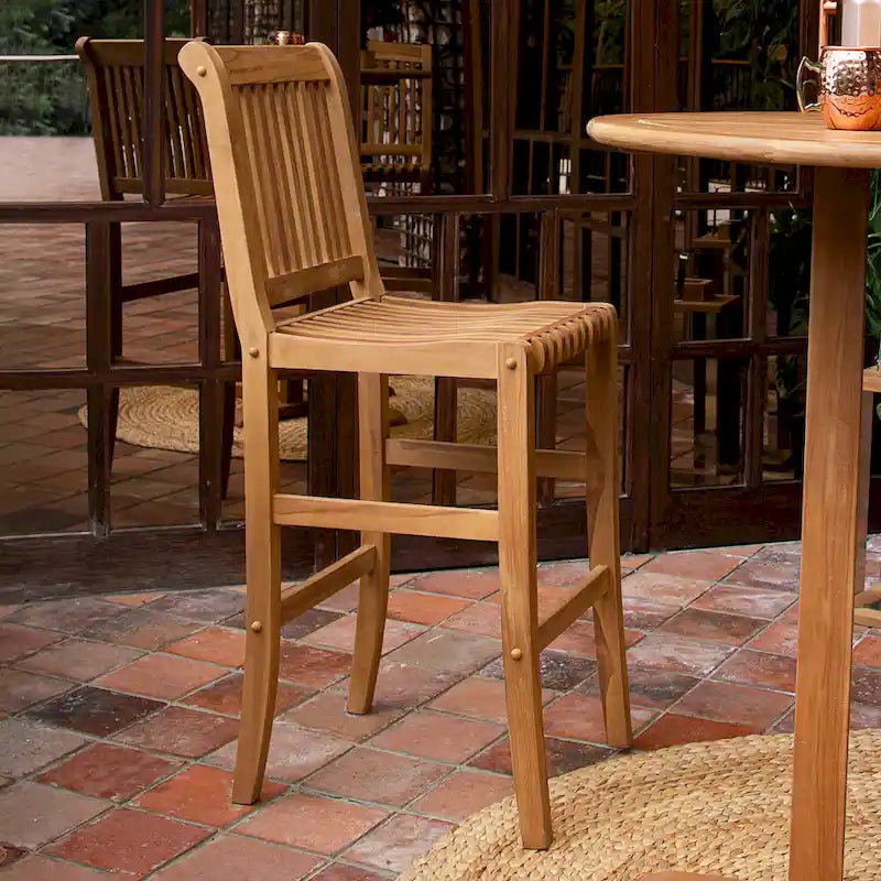 Chaise de bistrot de patio en bois de teck hauteur bar