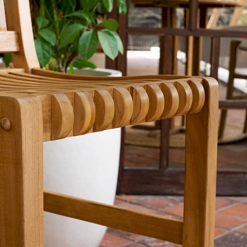 Chaise de bistrot de patio en bois de teck hauteur bar
