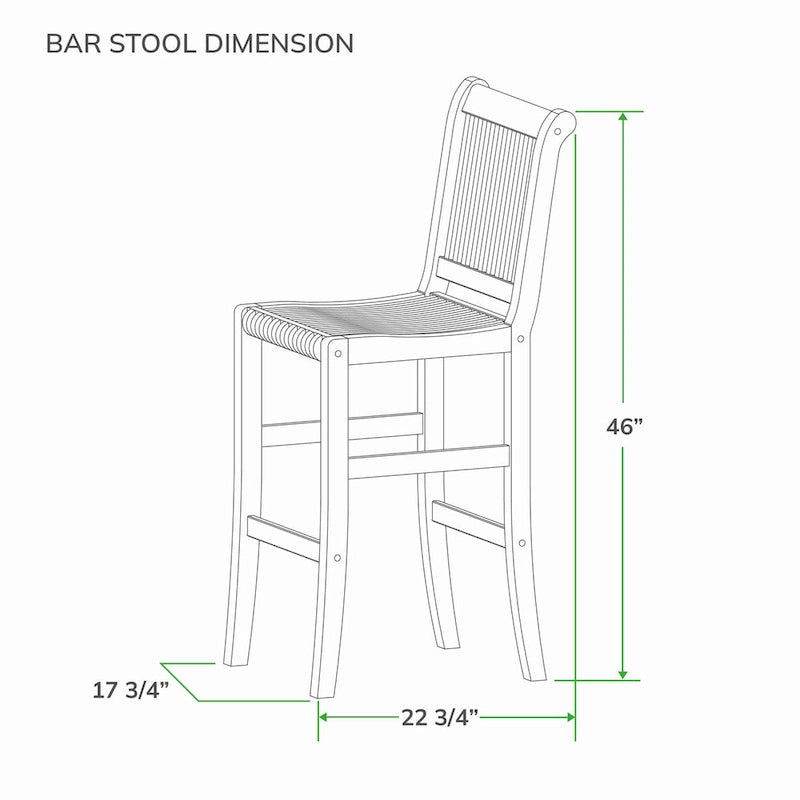 Chaise de bistrot de patio en bois de teck hauteur bar