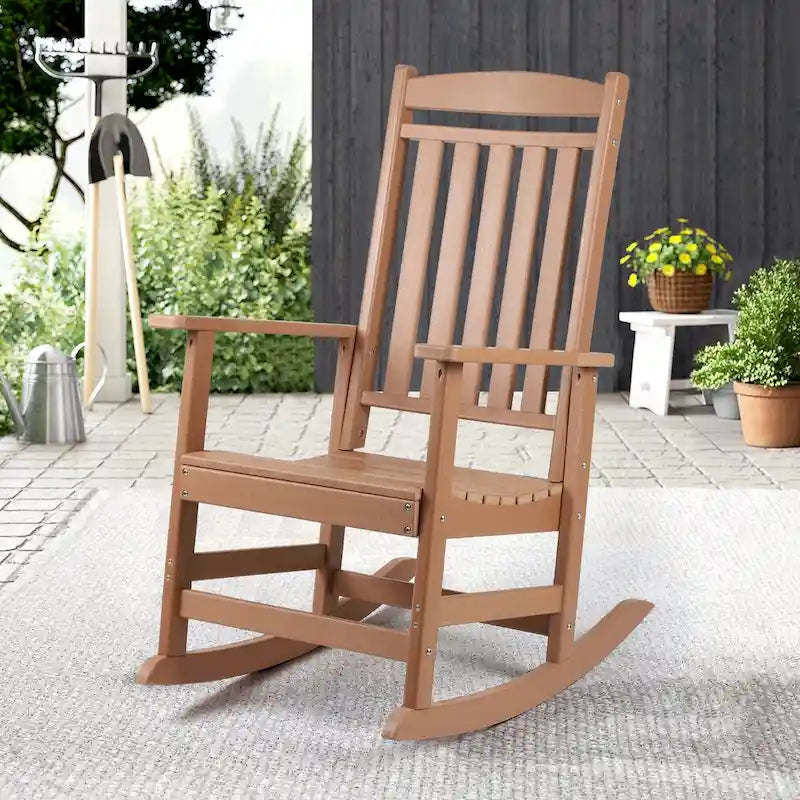 Fauteuil à bascule d'extérieur à dossier haut, toutes saisons