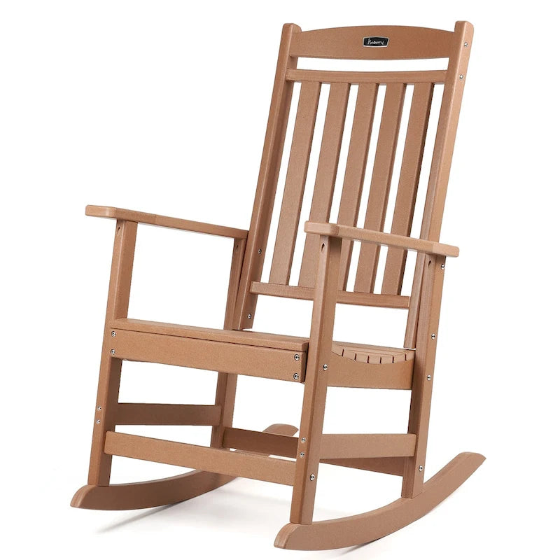 Fauteuil à bascule d'extérieur à dossier haut, toutes saisons