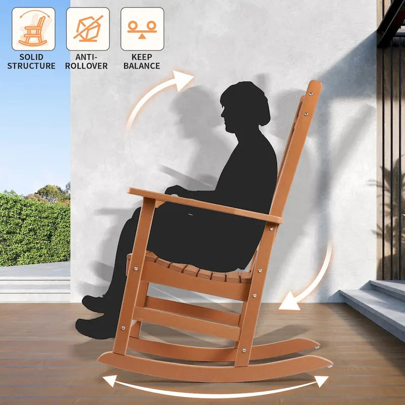 Fauteuil à bascule d'extérieur à dossier haut, toutes saisons