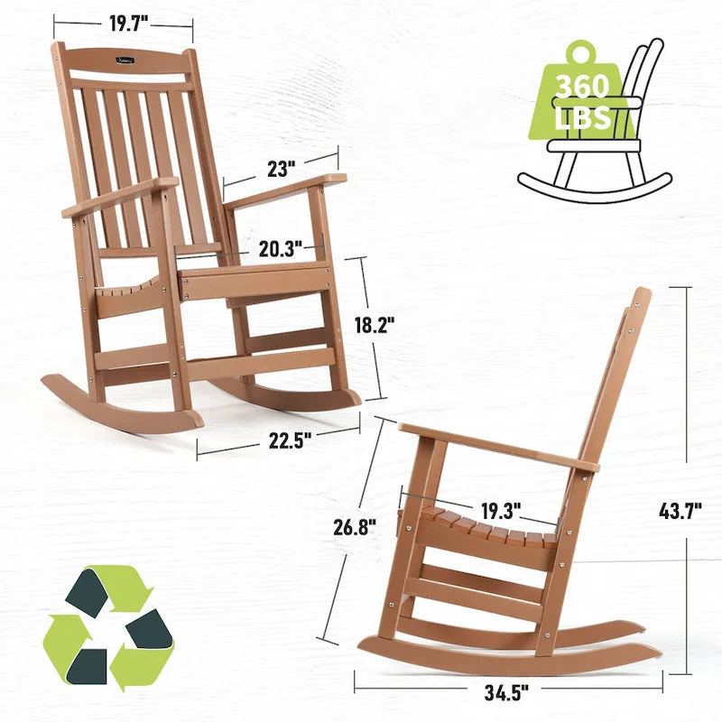 Fauteuil à bascule d'extérieur à dossier haut, toutes saisons