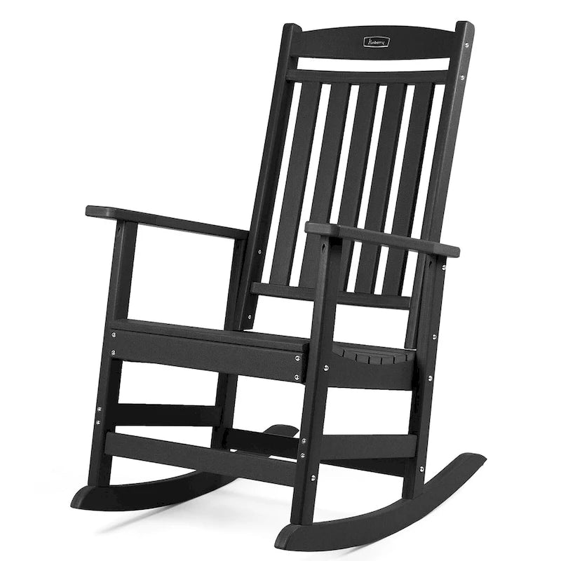 Fauteuil à bascule d'extérieur à dossier haut, toutes saisons