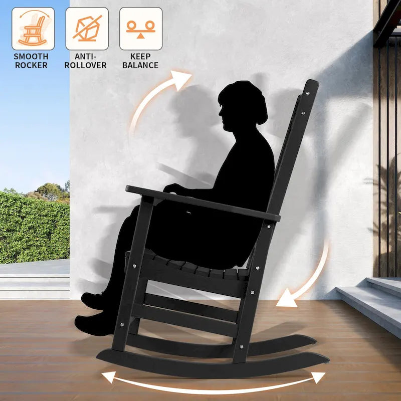 Fauteuil à bascule d'extérieur à dossier haut, toutes saisons