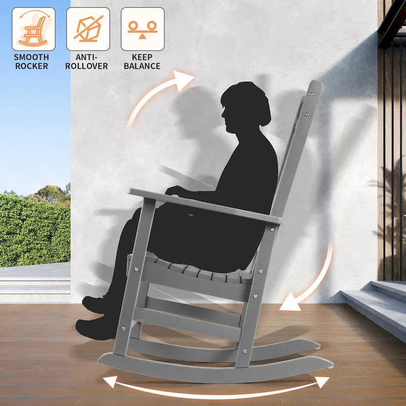 Fauteuil à bascule d'extérieur à dossier haut, toutes saisons