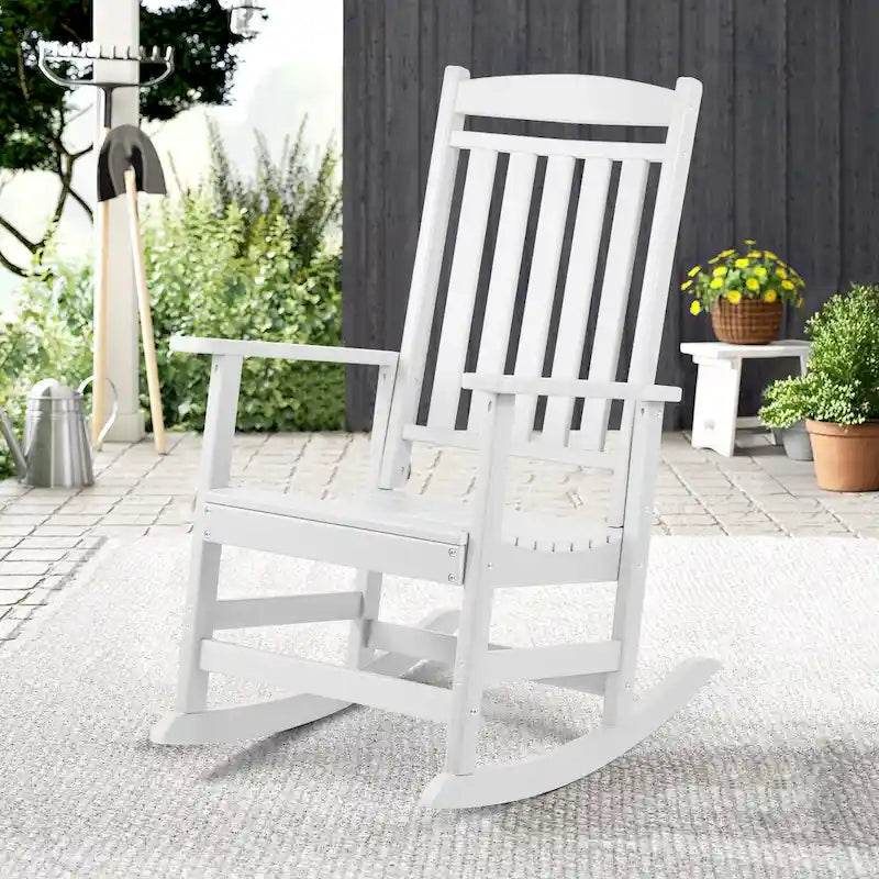 Fauteuil à bascule d'extérieur à dossier haut, toutes saisons