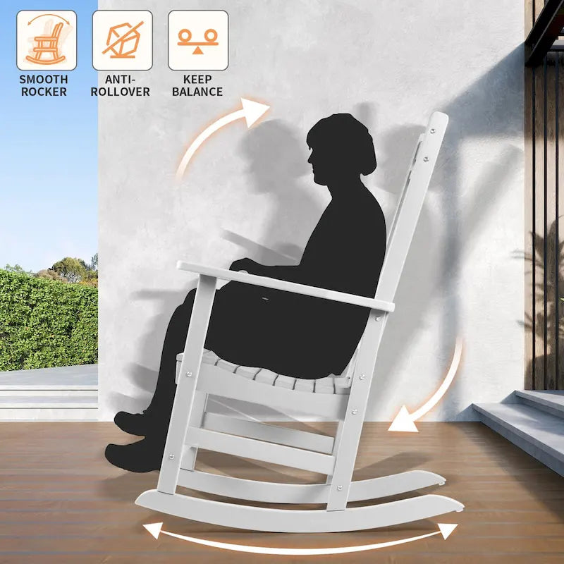 Fauteuil à bascule d'extérieur à dossier haut, toutes saisons