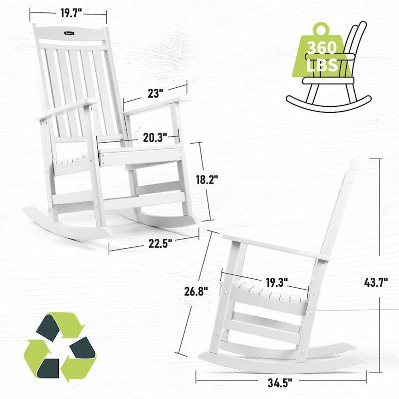 Fauteuil à bascule d'extérieur à dossier haut, toutes saisons