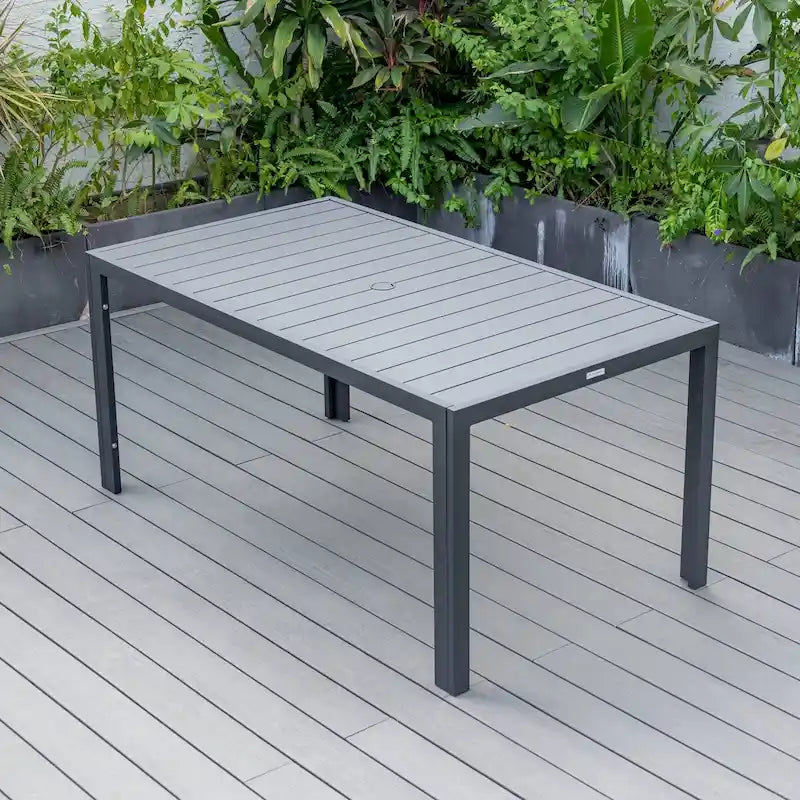 63 Table de salle à manger familiale rectangulaire d'extérieur en aluminium, meubles pour patio, véranda, jardin ou arrière-cour