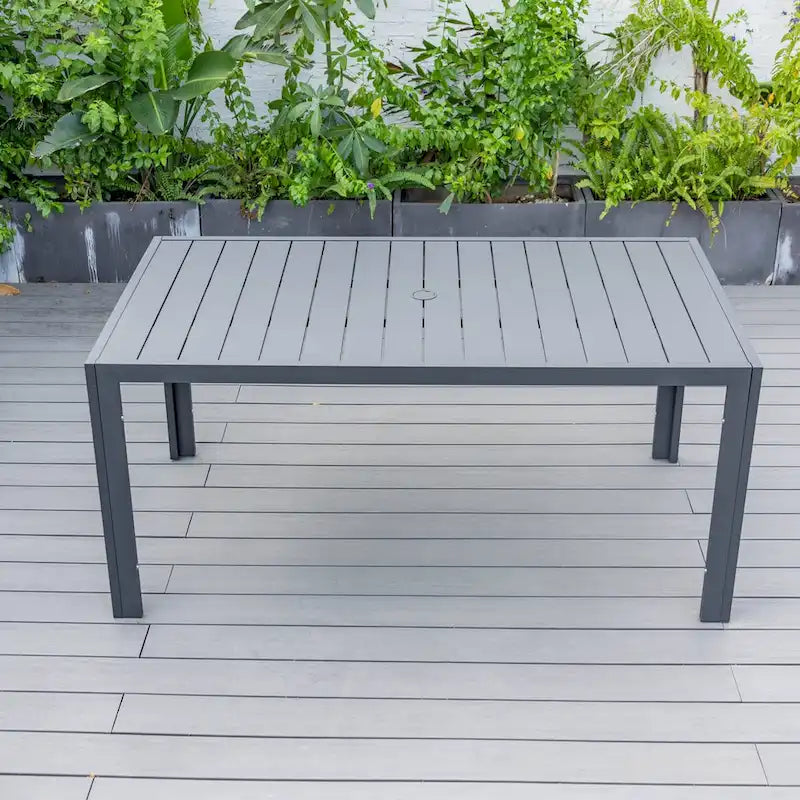63 Table de salle à manger familiale rectangulaire d'extérieur en aluminium, meubles pour patio, véranda, jardin ou arrière-cour