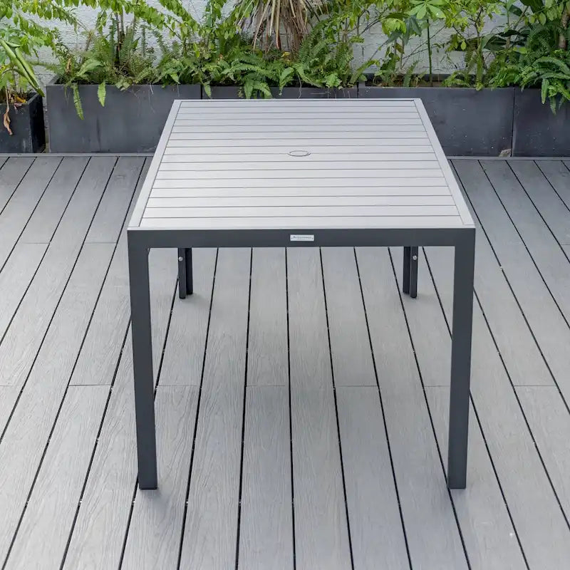 63 Table de salle à manger familiale rectangulaire d'extérieur en aluminium, meubles pour patio, véranda, jardin ou arrière-cour