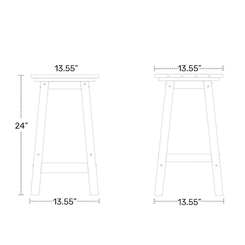 Tabouret de comptoir carré d'extérieur 24 po tout temps