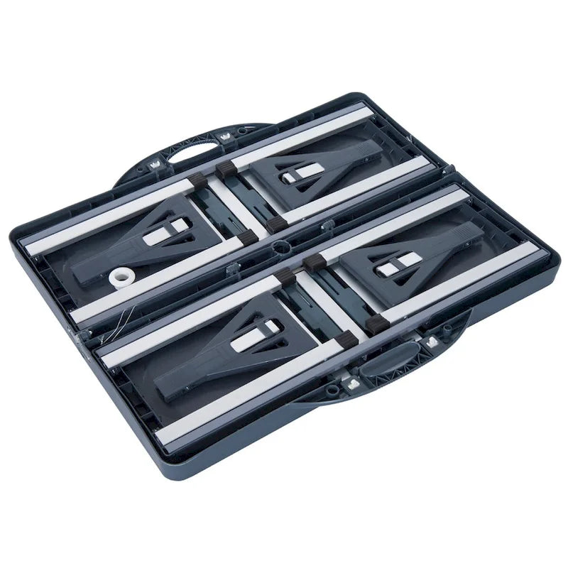 Table de pique-nique pliante portable avec sièges et trou de parasol, 4 places, cadre en aluminium