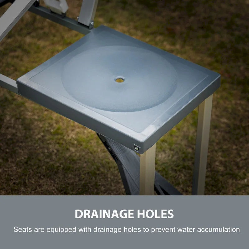 Table de pique-nique pliante portable avec sièges et trou de parasol, 4 places, cadre en aluminium