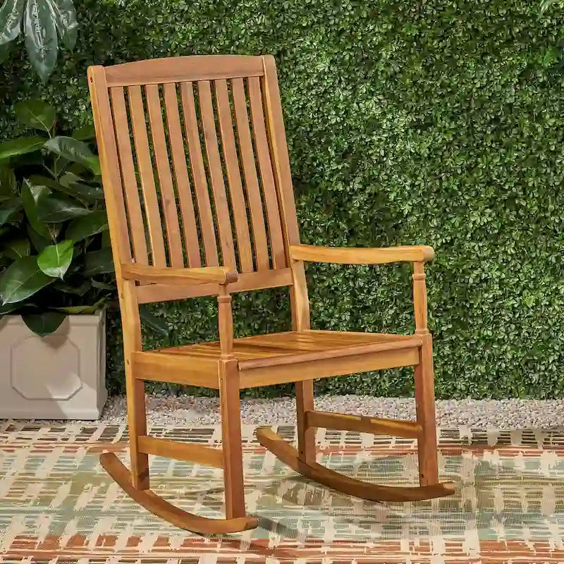 Fauteuil à bascule d'extérieur en bois de teck et acacia